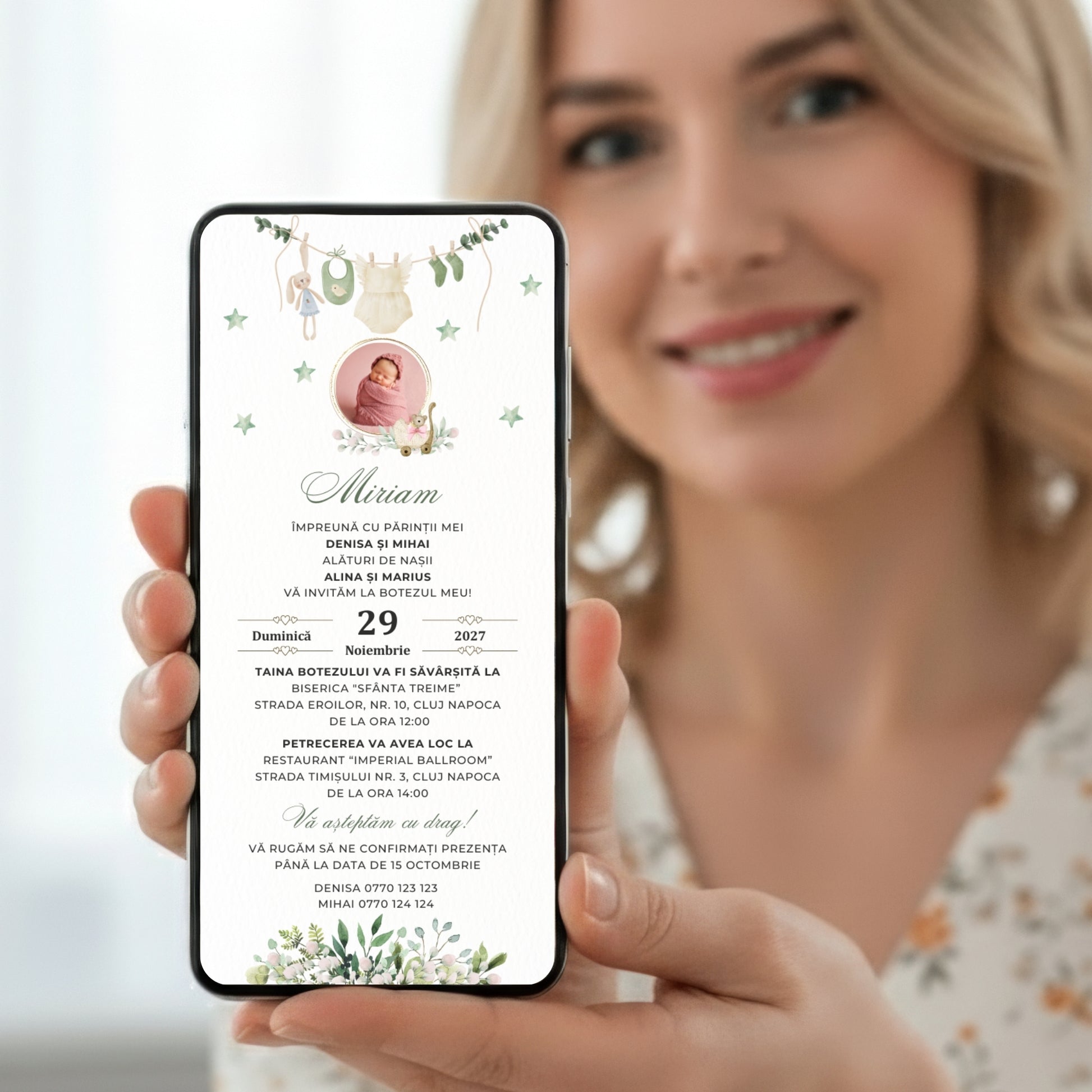 Invitatie Botez Ella, Format Digital-BalloonEvents.ro