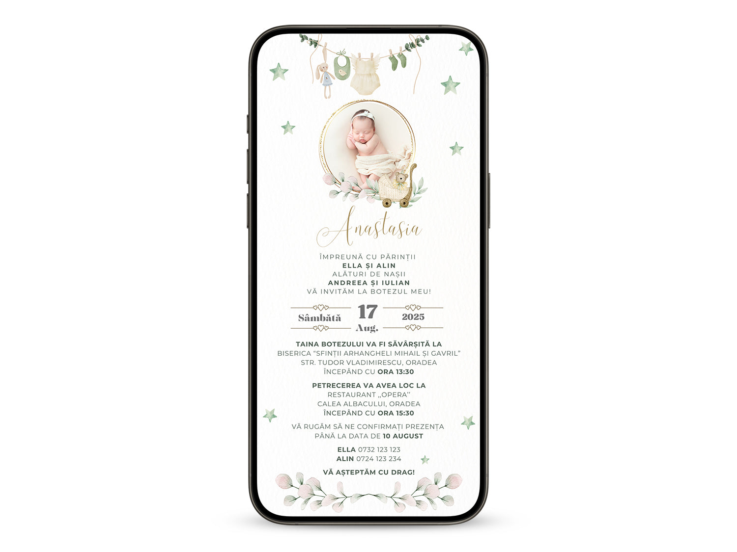 Invitatie Botez Ella, Format Digital