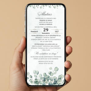 Invitatie Botez Eucalyptus, Format Digital-BalloonEvents.ro