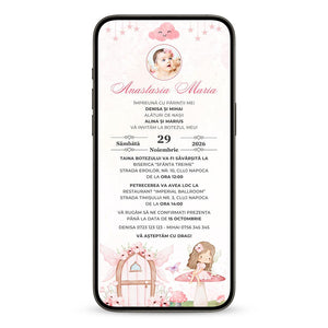 Invitatie Botez Fairy Princess, Format Digital-BalloonEvents.ro