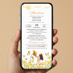 Invitatie Botez Fetita Soarelui, Format Digital