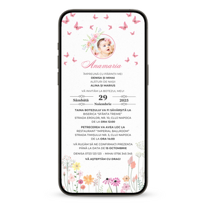 Invitatie Botez Fluturasi, Format Digital-BalloonEvents.ro