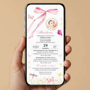 Invitatie Botez Fluturasi si Fundita, Format Digital