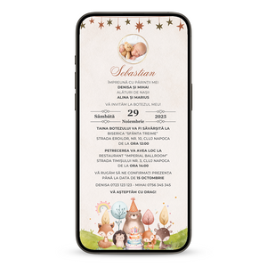 Invitatie Botez Forest Friends, Format Digital