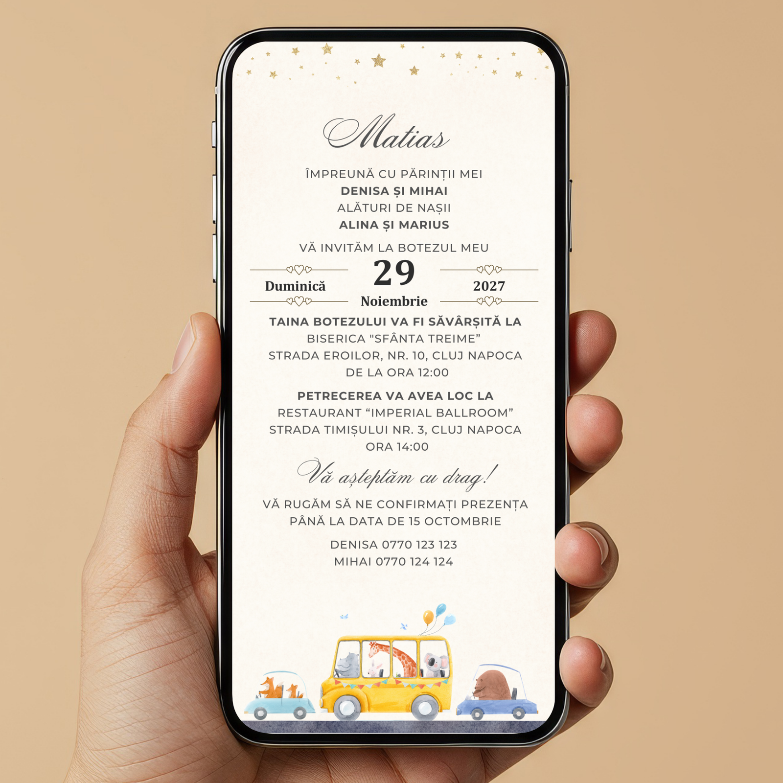 Invitatie Botez Friends Rally, Format Digital-BalloonEvents.ro