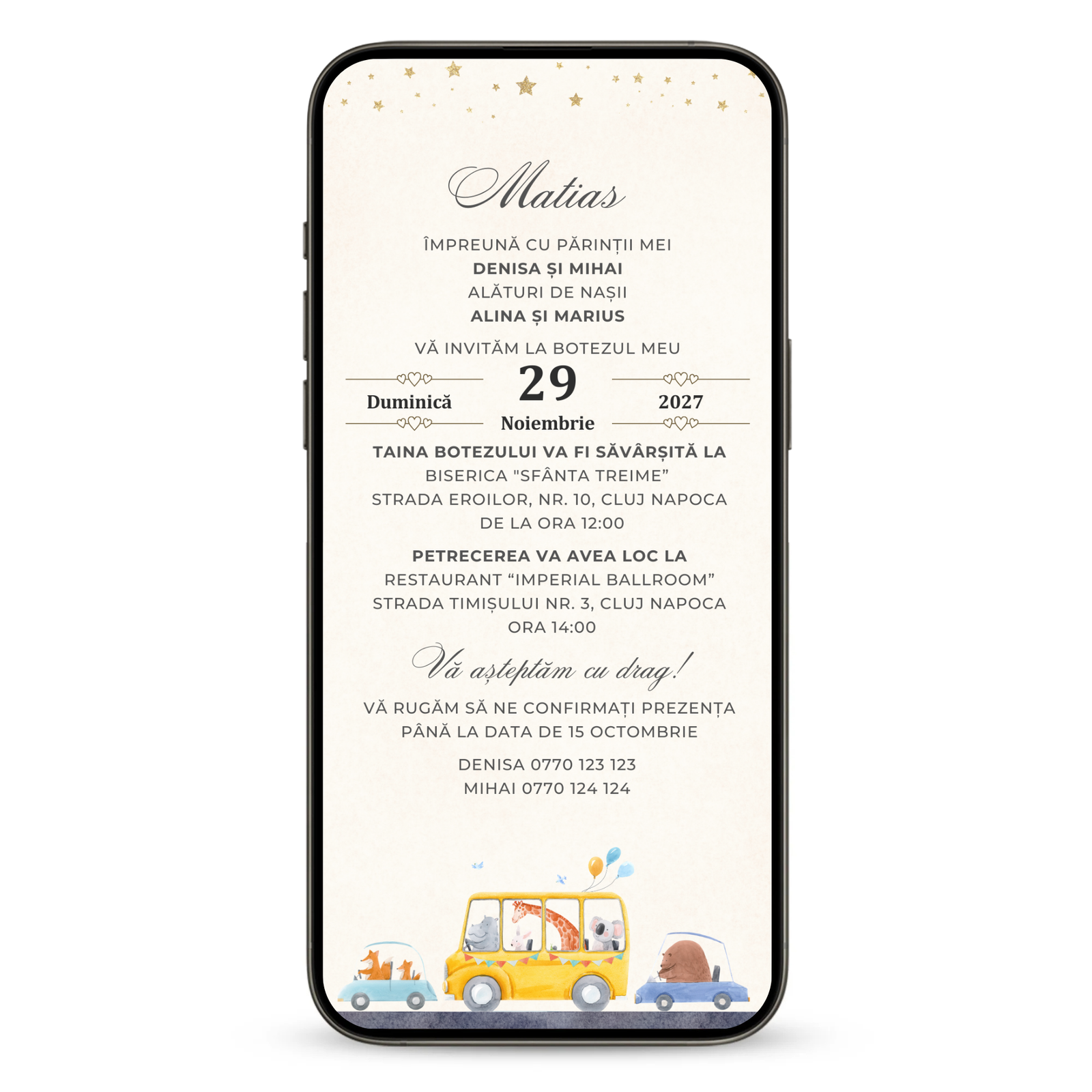 Invitatie Botez Friends Rally, Format Digital-BalloonEvents.ro