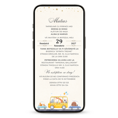 Invitatie Botez Friends Rally, Format Digital-BalloonEvents.ro