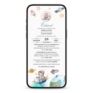 Invitatie Botez Galaxie, Format Digital-BalloonEvents.ro