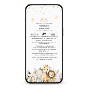 Invitatie Botez Girafel, Format Digital