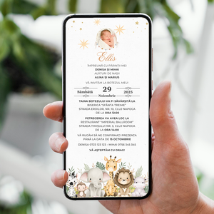 Invitatie Botez Girafel, Format Digital-BalloonEvents.ro