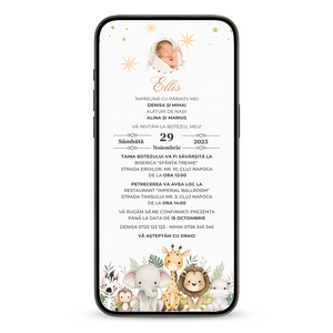 Invitatie Botez Girafel, Format Digital-BalloonEvents.ro