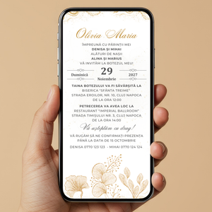 Invitatie Botez Gold Moments, Format Digital