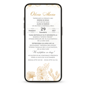 Invitatie Botez Gold Moments, Format Digital-BalloonEvents.ro