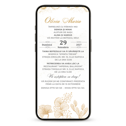 Invitatie Botez Gold Moments, Format Digital-BalloonEvents.ro