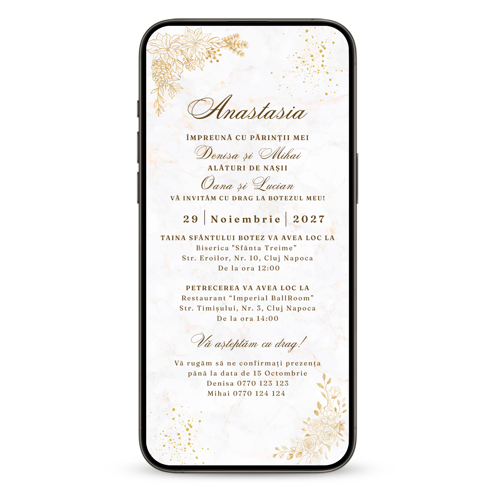 Invitatie Botez Goldie, Format Digital-BalloonEvents.ro