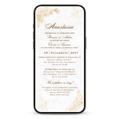 Invitatie Botez Goldie, Format Digital-BalloonEvents.ro