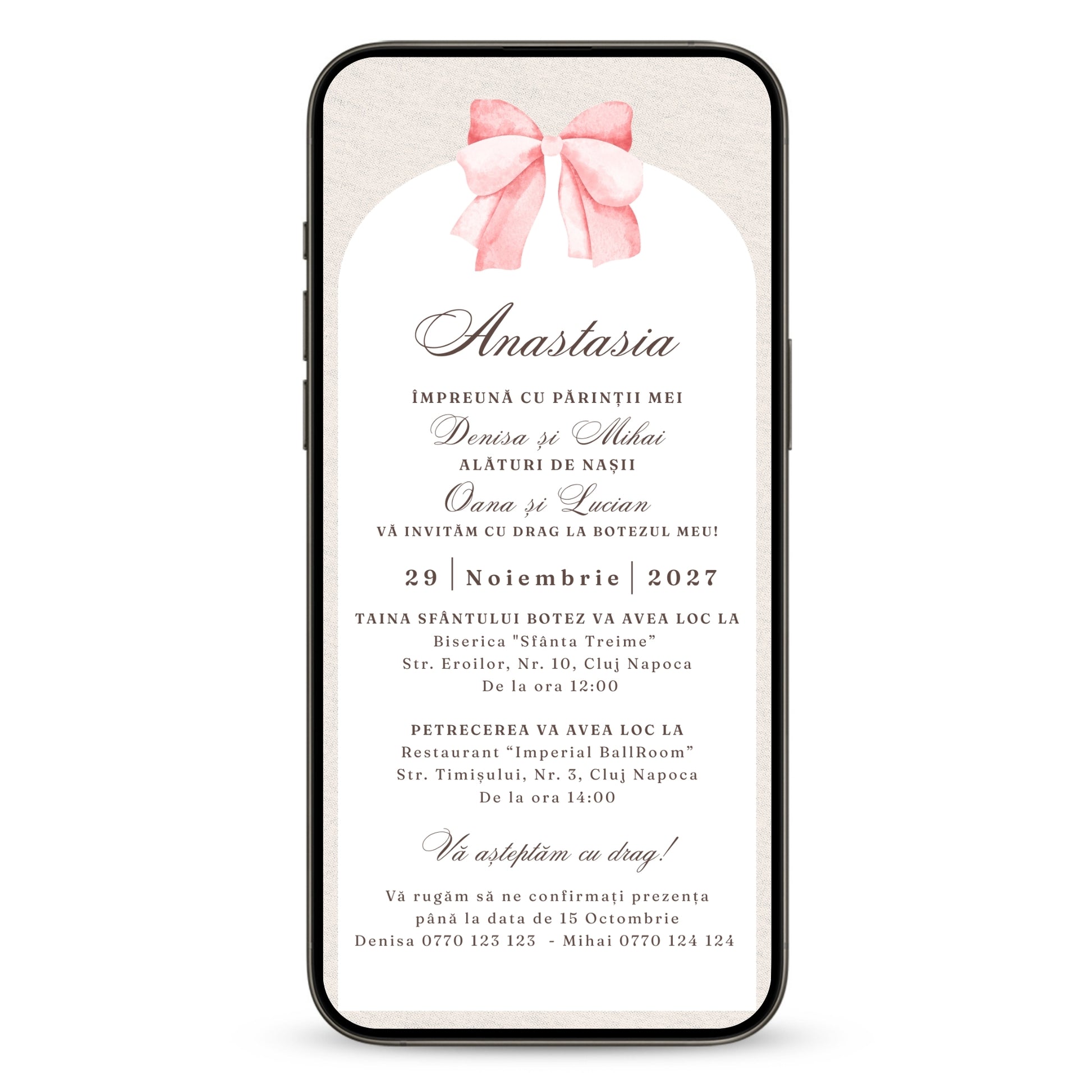 Invitatie Botez Green Minimalist, Format Digital-BalloonEvents.ro