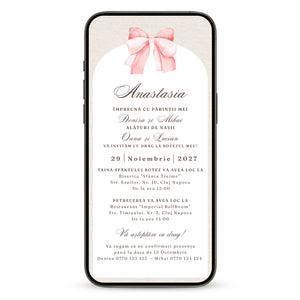 Invitatie Botez Green Minimalist, Format Digital-BalloonEvents.ro