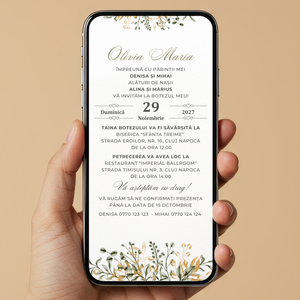 Invitatie Botez Greenery Moments, Format Digital