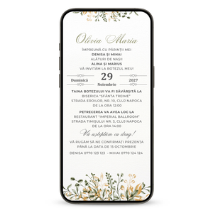 Invitatie Botez Greenery Moments, Format Digital-BalloonEvents.ro