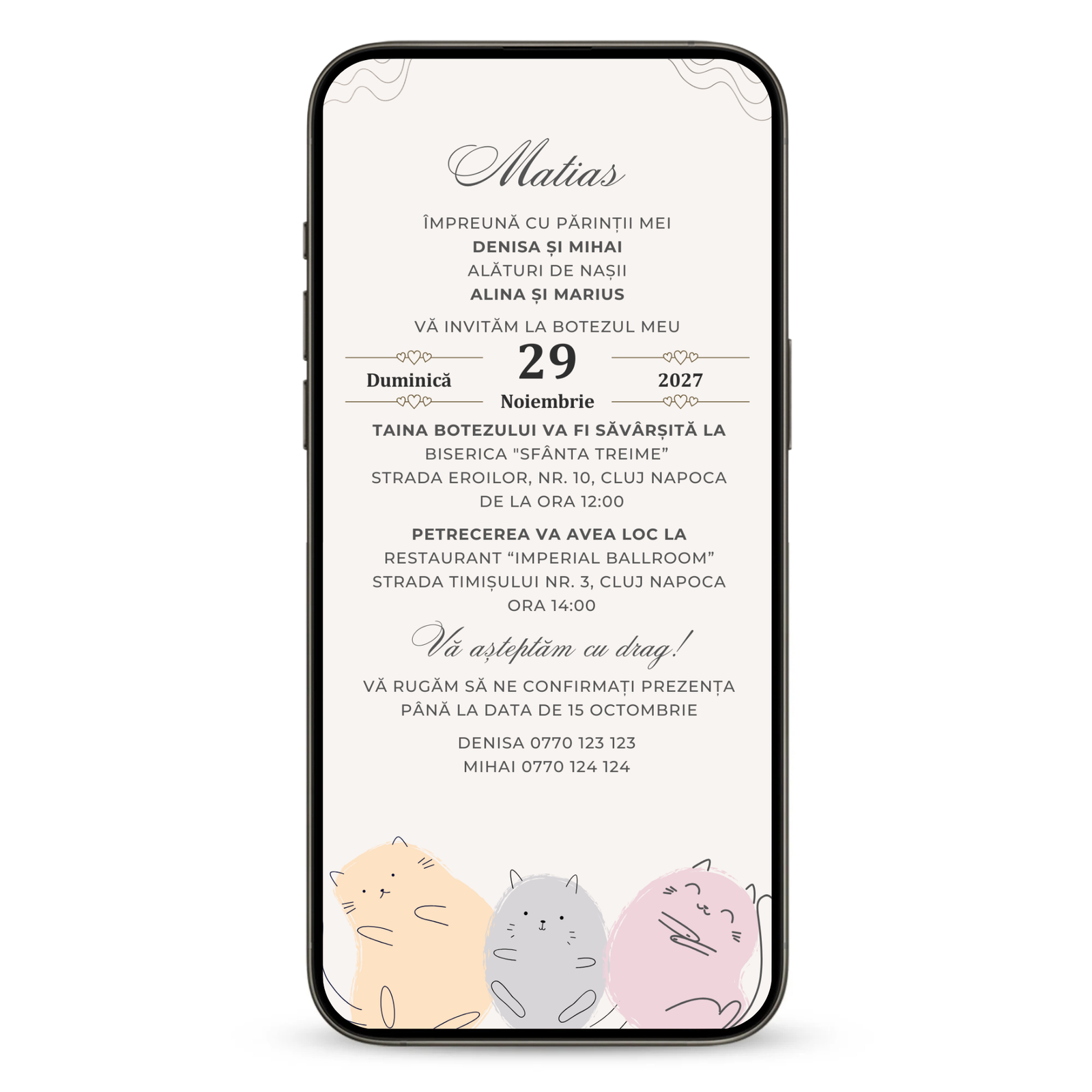 Invitatie Botez Happy Family, Format Digital-BalloonEvents.ro