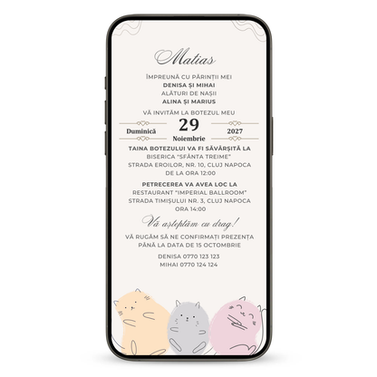 Invitatie Botez Happy Family, Format Digital-BalloonEvents.ro