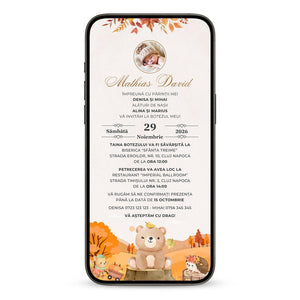 Invitatie Botez Happy Forest, Format Digital-BalloonEvents.ro