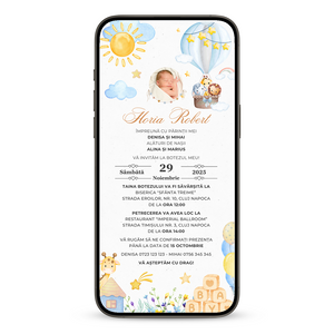 Invitatie Botez Happy Friends, Format Digital-BalloonEvents.ro