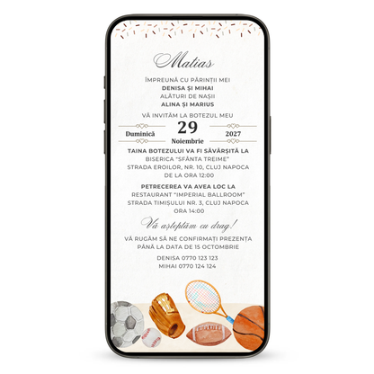 Invitatie Botez Happy Play, Format Digital-BalloonEvents.ro