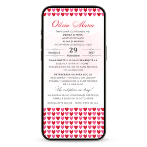 Invitatie Botez Hearts Harmony, Format Digital-BalloonEvents.ro