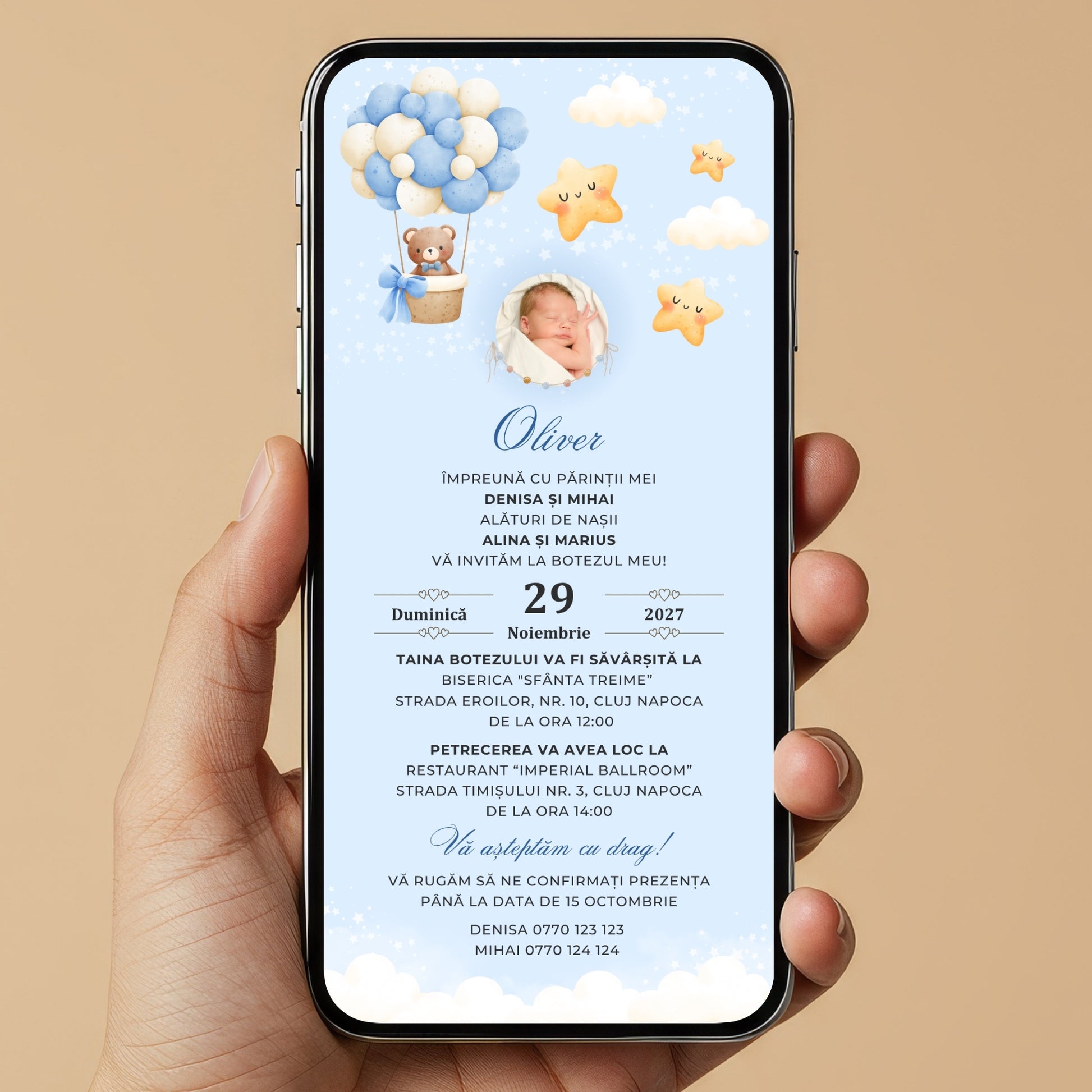 Invitatie Botez Hot Air, Format Digital-BalloonEvents.ro