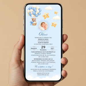 Invitatie Botez Hot Air, Format Digital