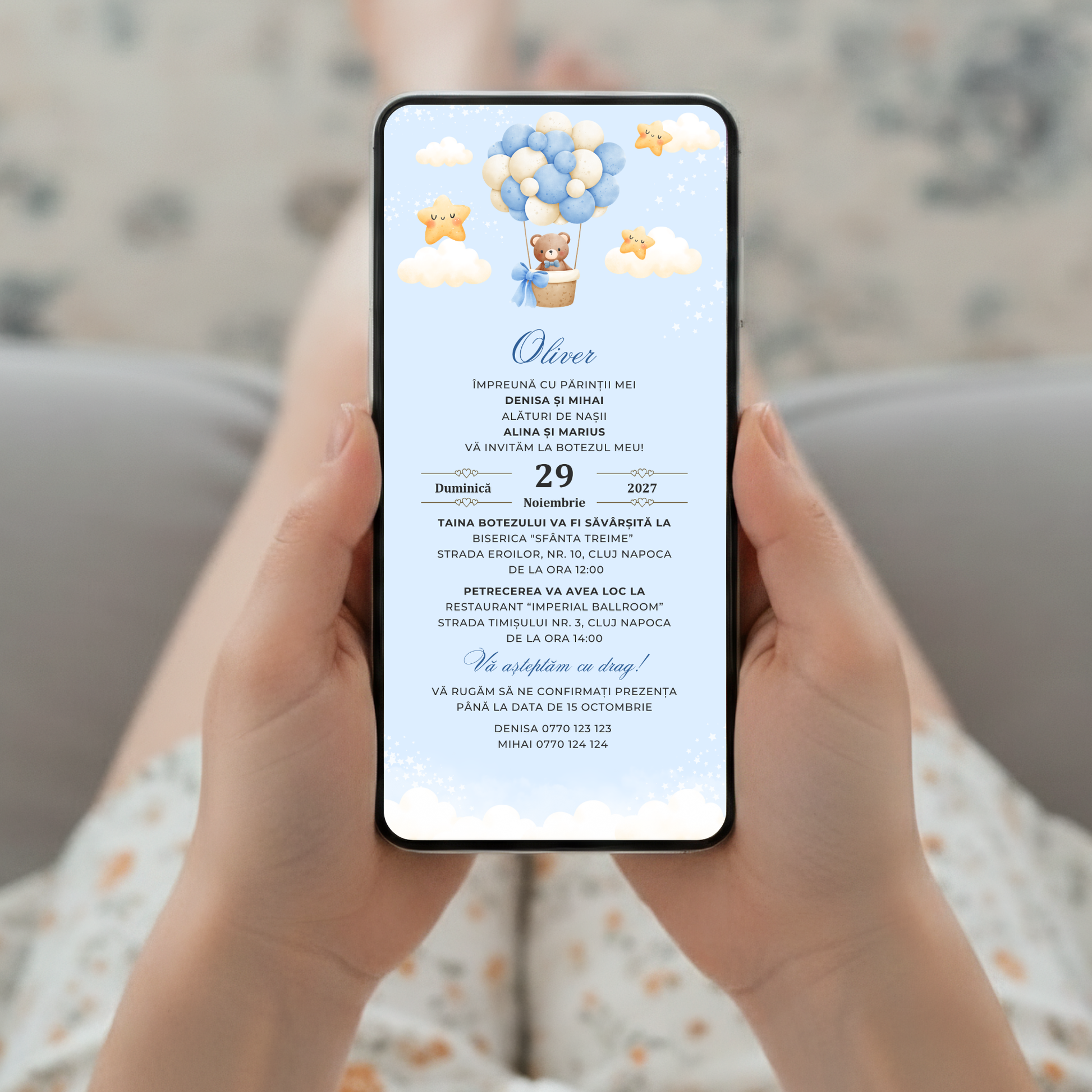 Invitatie Botez Hot Air, Format Digital-BalloonEvents.ro