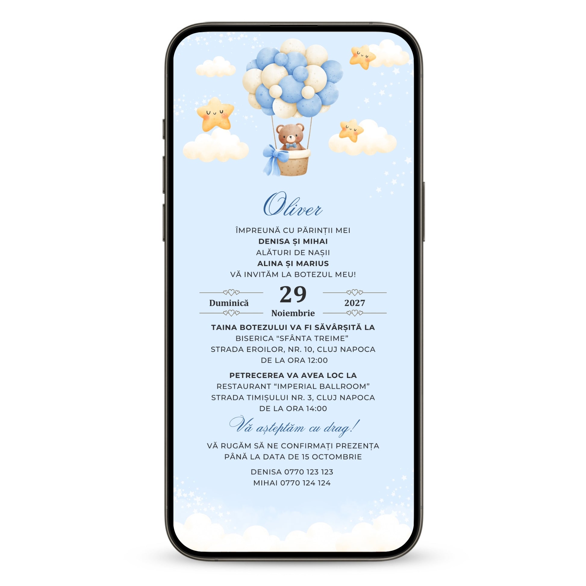 Invitatie Botez Hot Air, Format Digital-BalloonEvents.ro