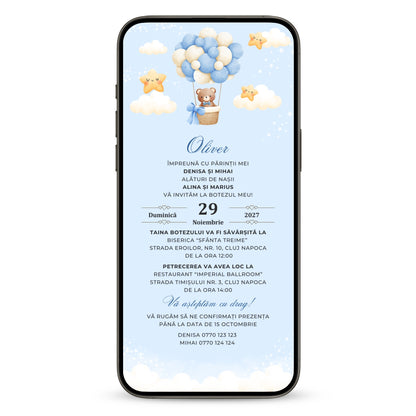 Invitatie Botez Hot Air, Format Digital-BalloonEvents.ro