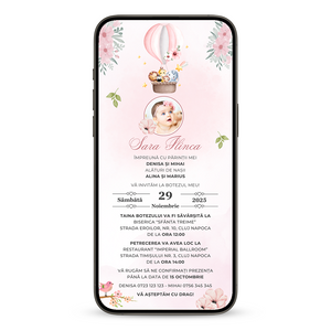Invitatie Botez Hot Air Safari, Format Digital
