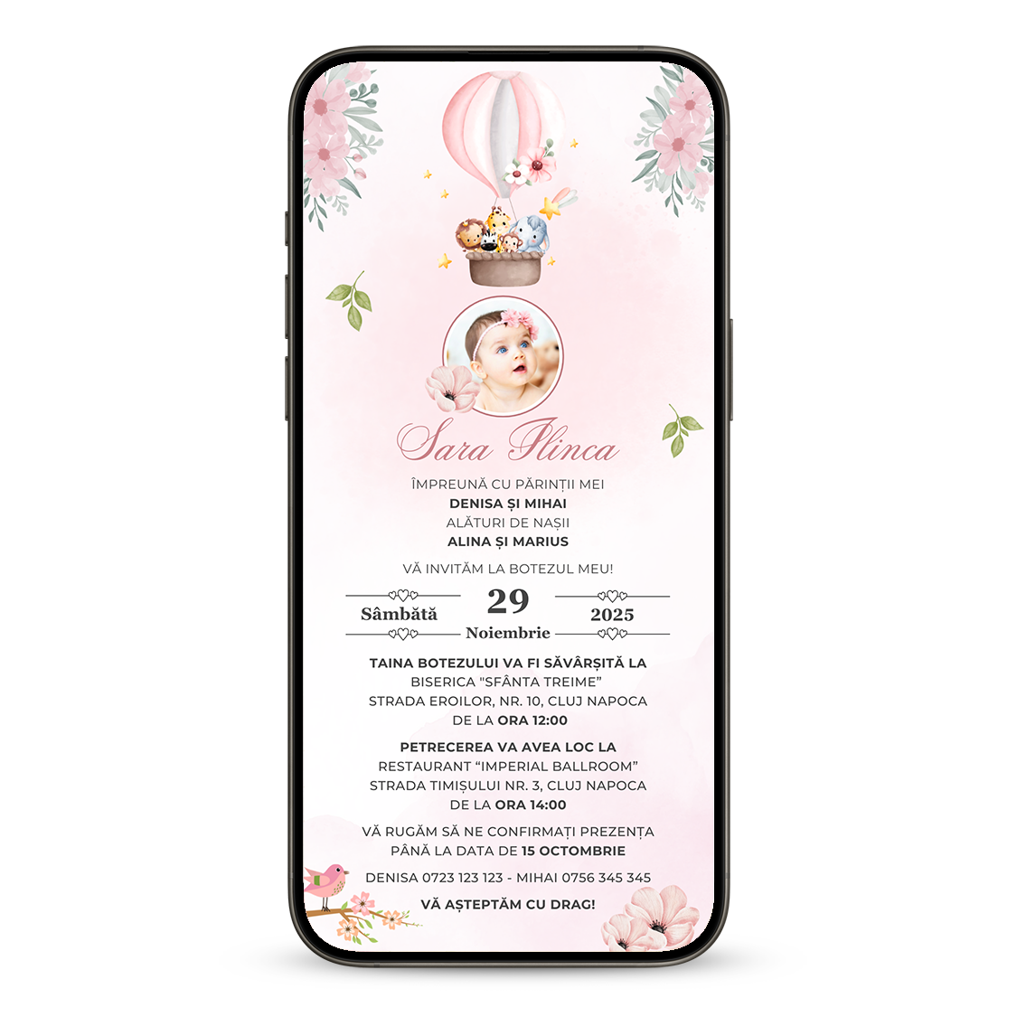 Invitatie Botez Hot Air Safari, Format Digital-BalloonEvents.ro