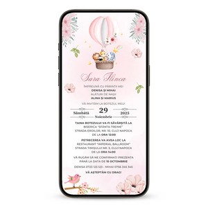 Invitatie Botez Hot Air Safari, Format Digital-BalloonEvents.ro