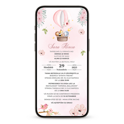 Invitatie Botez Hot Air Safari, Format Digital-BalloonEvents.ro