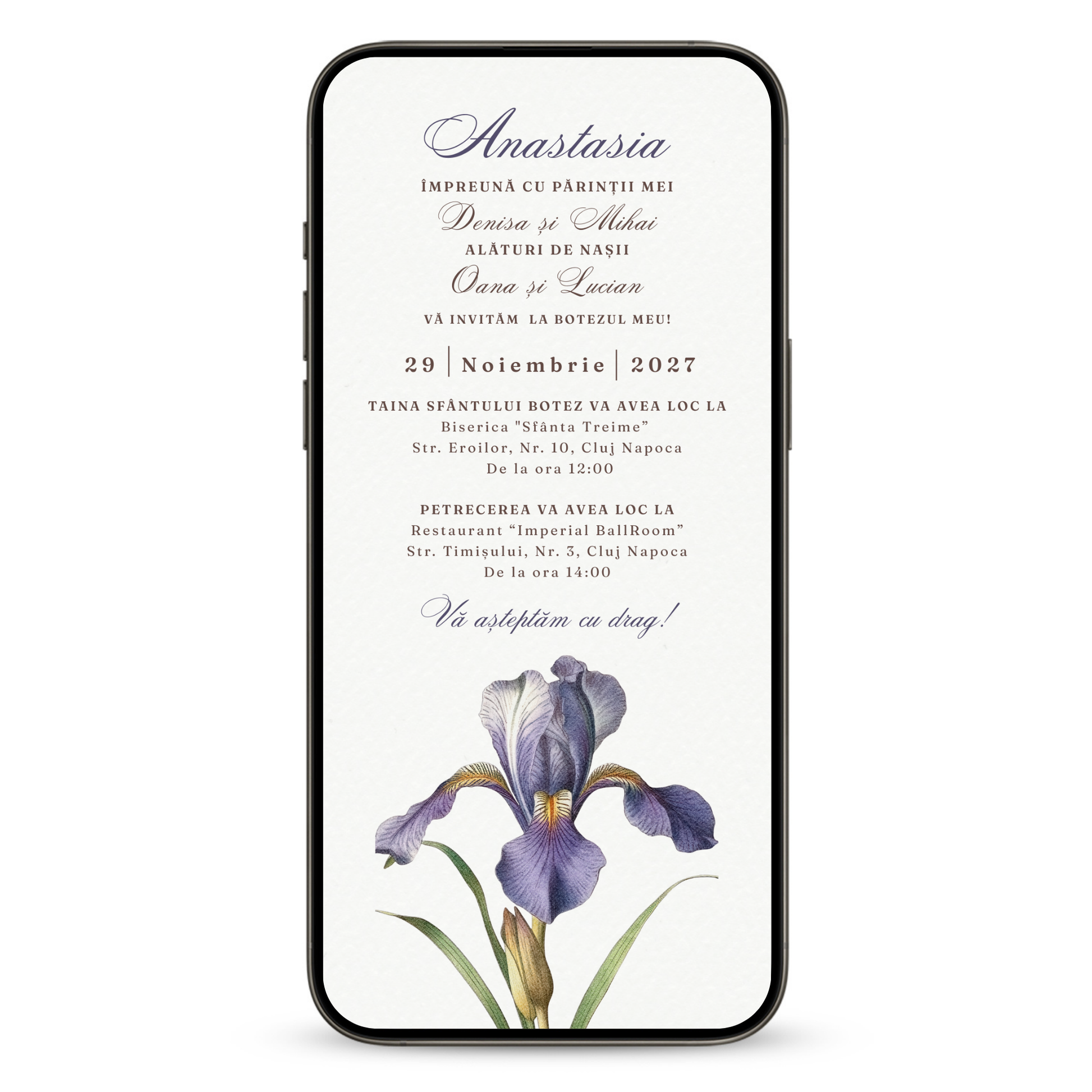 Invitatie Botez Iris, Format Digital-BalloonEvents.ro