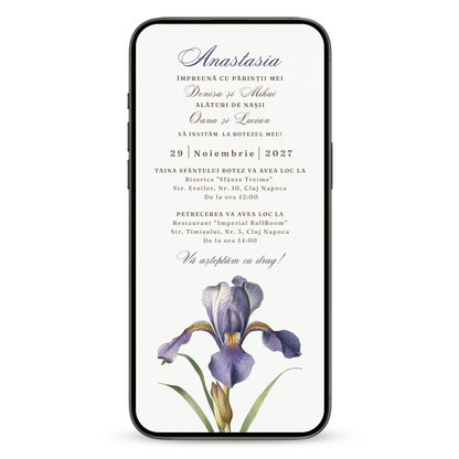 Invitatie Botez Iris, Format Digital-BalloonEvents.ro