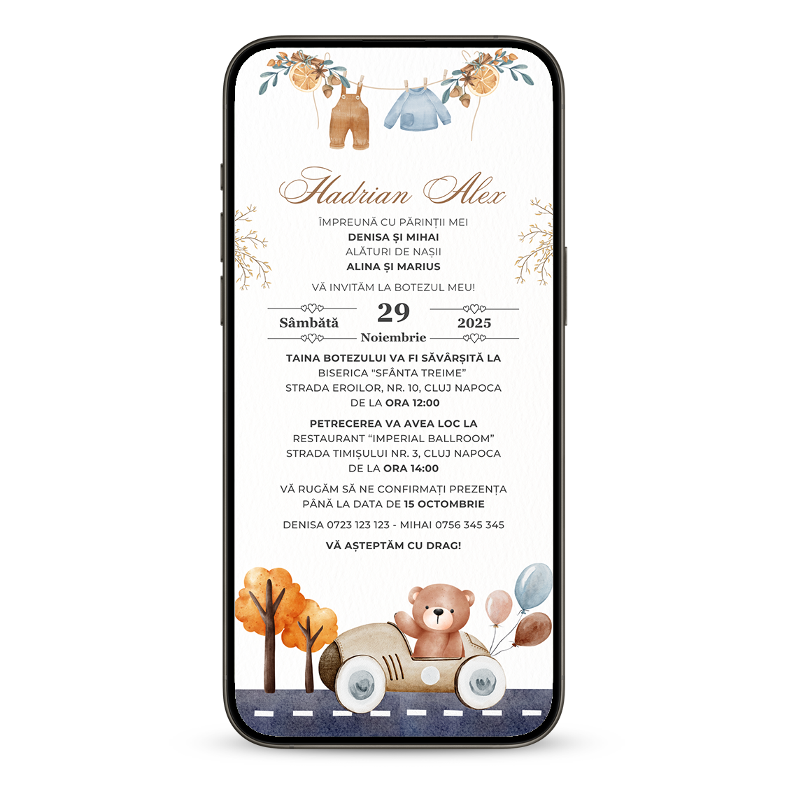 Invitatie Botez Jucausul Familiei, Format Digital-BalloonEvents.ro