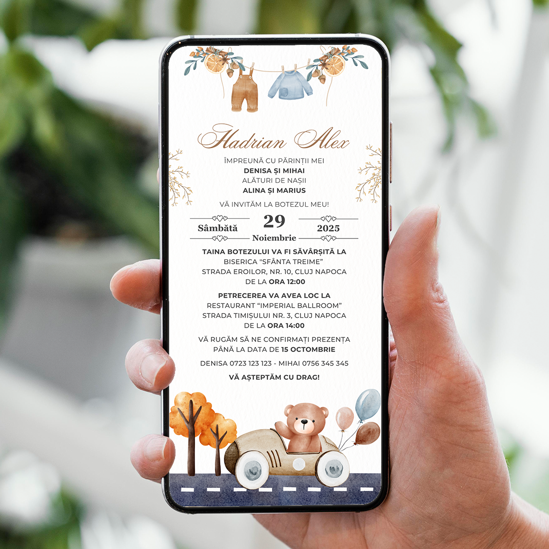 Invitatie Botez Jucausul Familiei, Format Digital-BalloonEvents.ro