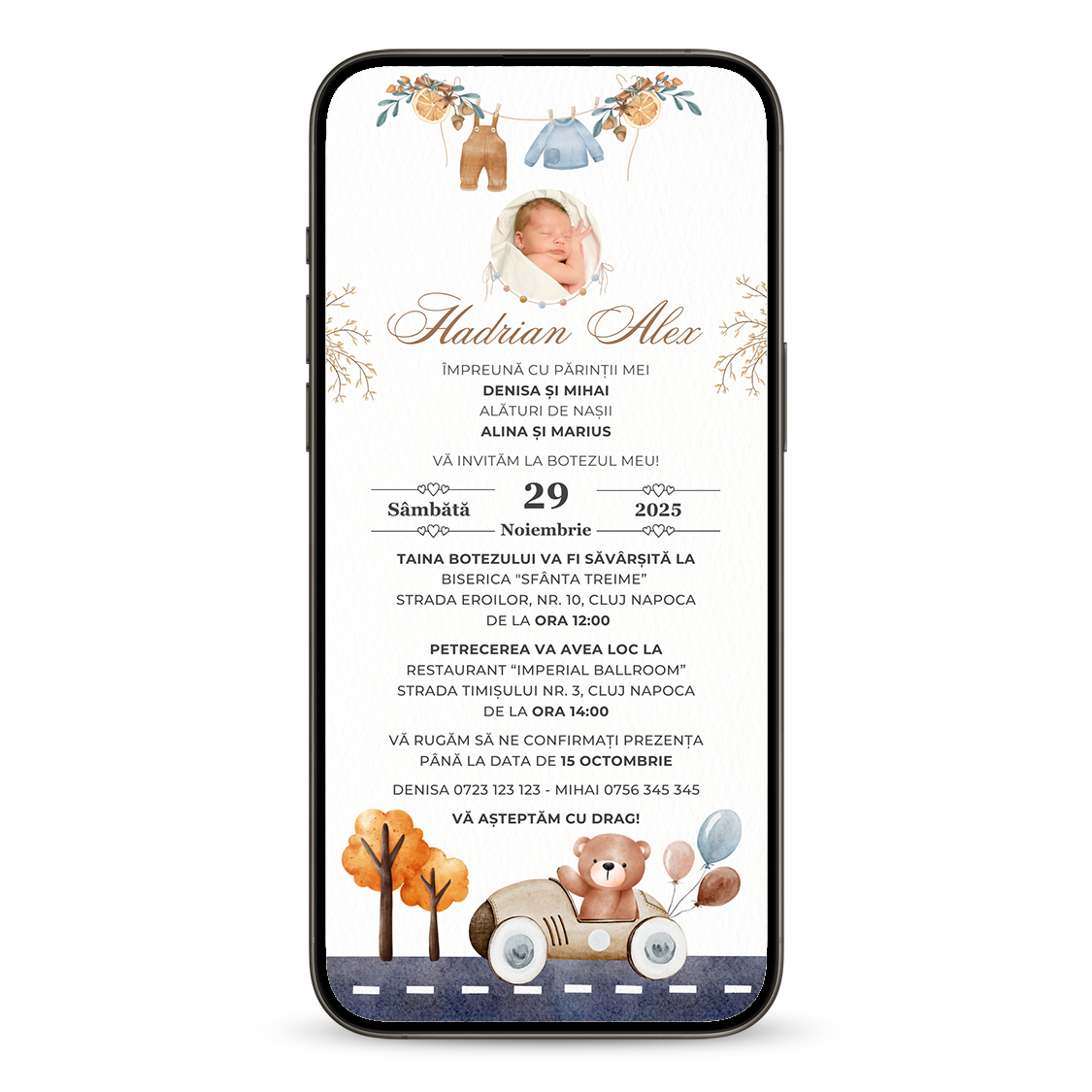 Invitatie Botez Jucausul Familiei, Format Digital-BalloonEvents.ro