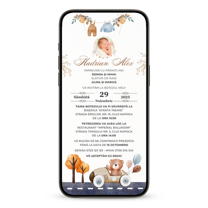 Invitatie Botez Jucausul Familiei, Format Digital-BalloonEvents.ro