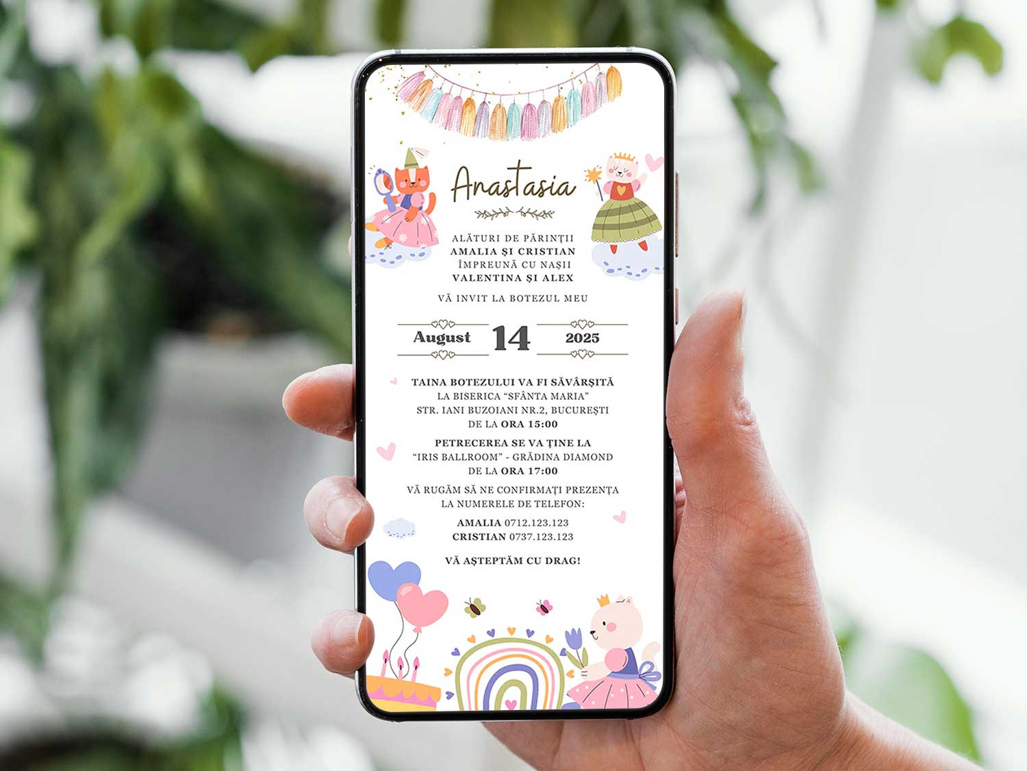 Invitatie Botez Kitty, Format Digital