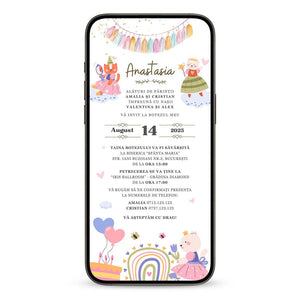Invitatie Botez Kitty, Format Digital-BalloonEvents.ro