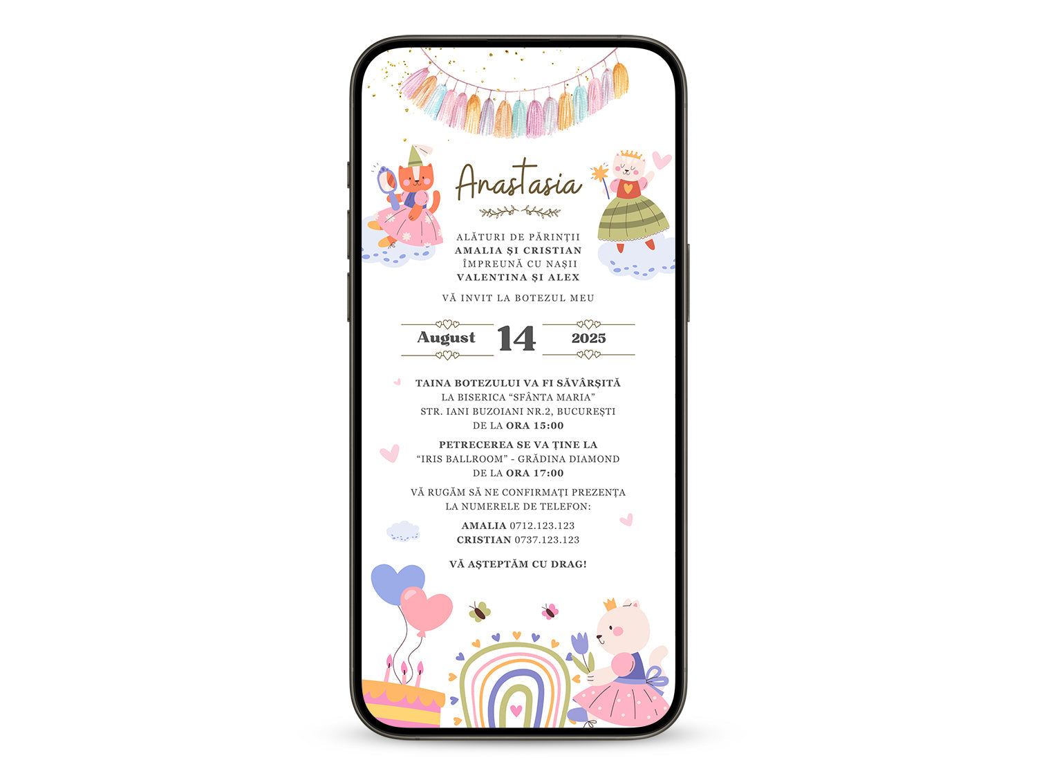 Invitatie Botez Kitty, Format Digital