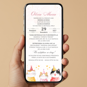 Invitatie Botez Kitty Princess, Format Digital