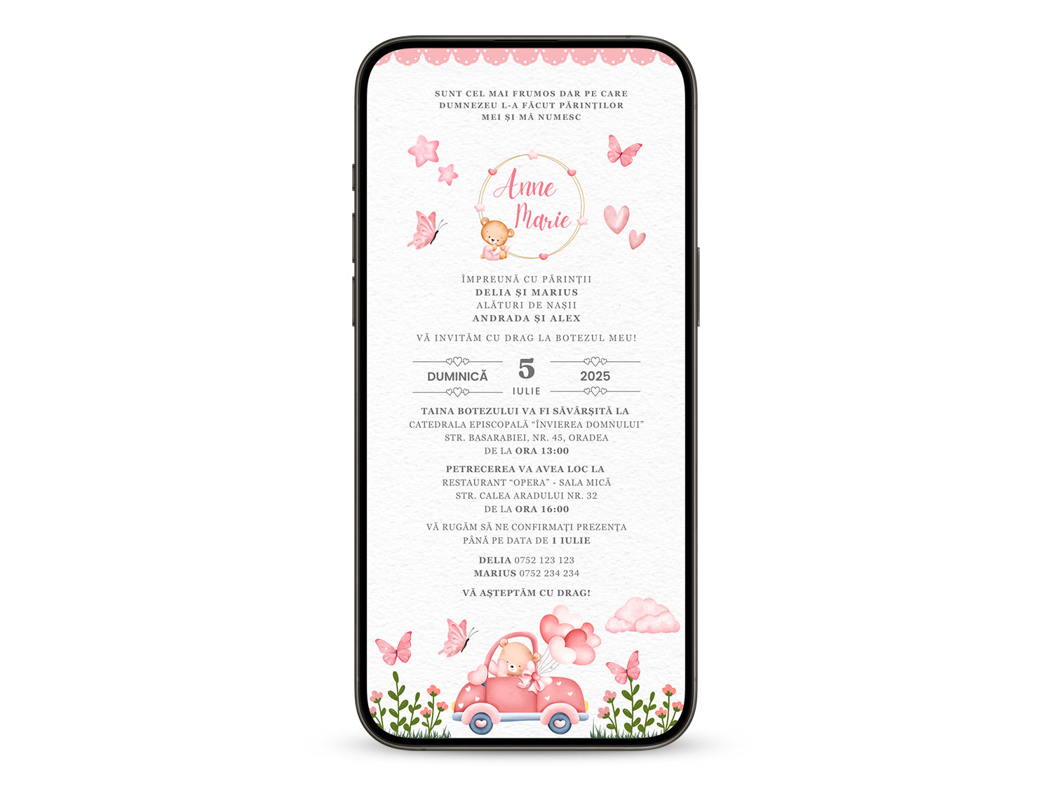 Invitatie Botez LOVE, Format Digital